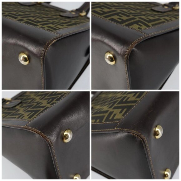 FENDI Zucca Canvas Hand Bag Black Brown Auth 144377 - Picture 14 of 16